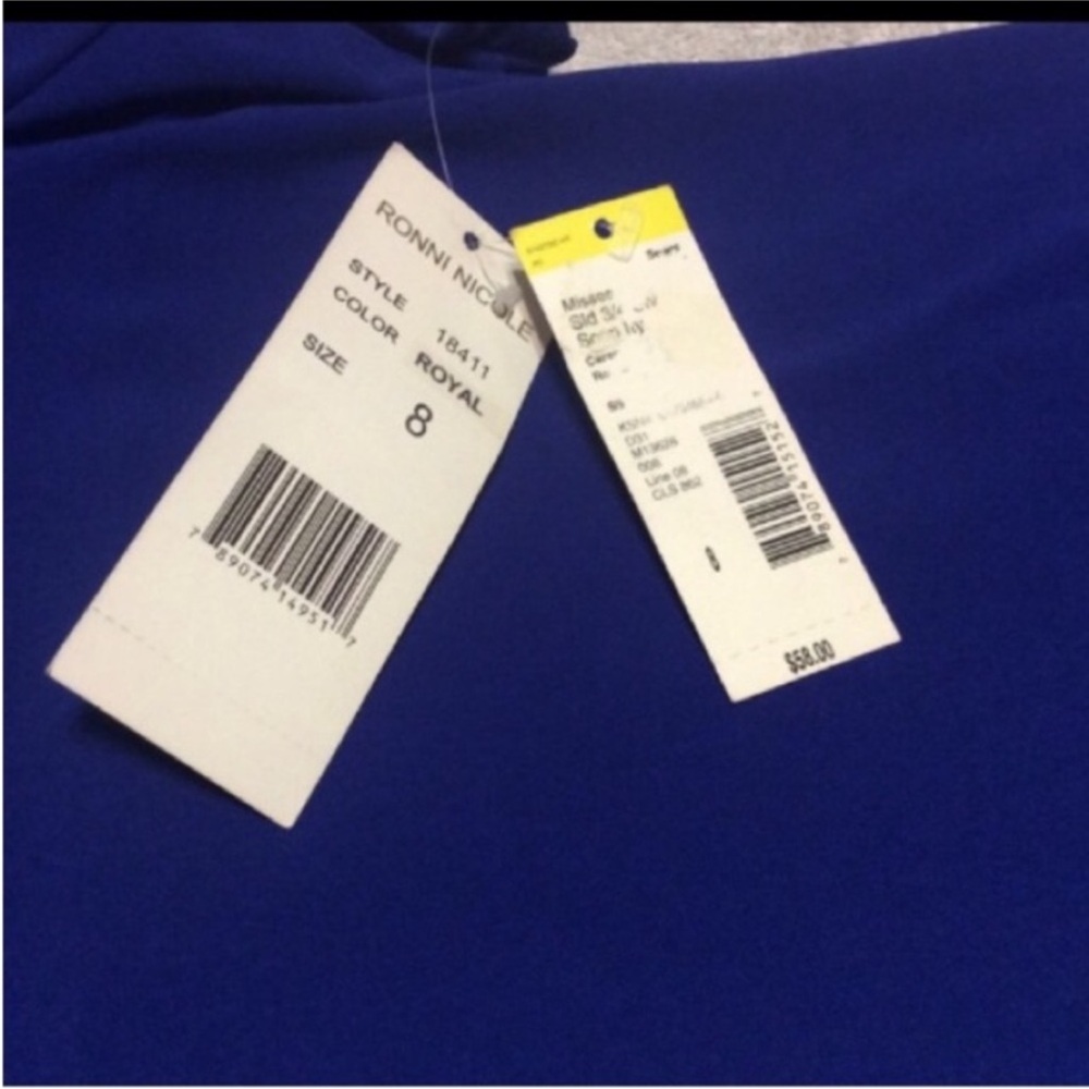 RONNI NICOLE Classic BLUE 3/4 Sleeve Relaxed DRESS Size 8 - Picture 4 of 11